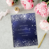 Gastboek bruiloft navy blue zilver glitter notitieboek