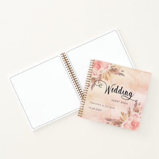 Gastboek bruiloft pampas roos goud notitieboek (Binnen)