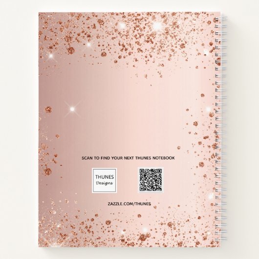 Gastboek bruiloft roos goudbruine glitternamen notitieboek (Achterkant)