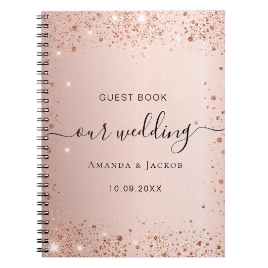 Gastboek bruiloft roos gouden namen budget notitieboek (Voorkant)