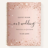 Gastboek bruiloft roos gouden namen script notitieboek (Voorkant)