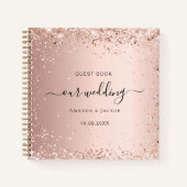 Gastboek bruiloft roos gouden script notitieboek (Voorkant)
