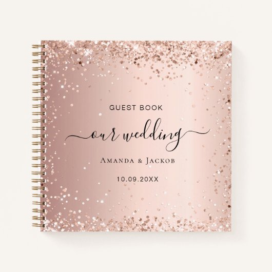 Gastboek bruiloft roos gouden script notitieboek (Voorkant)