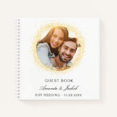 Gastboek bruiloft wit goud glitter foto notitieboek (Voorkant)
