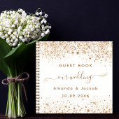 Gastboek bruiloft wit goud glitter script notitieboek
