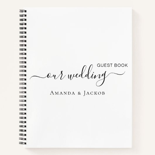 Gastboek bruiloft wit zwart modern notitieboek (Voorkant)