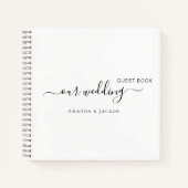 Gastboek bruiloft witte zwarte namen modern notitieboek (Voorkant)