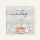 Gastboek bruiloft zilver roos goudfloraal notitieboek (Voorkant)