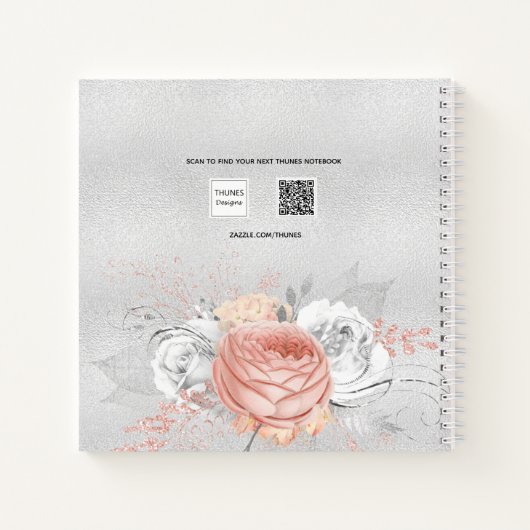 Gastboek bruiloft zilver roos goudfloraal notitieboek (Achterkant)