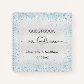 Gastboek bruiloft zilverblauw glitter de heer mrs  notitieboek (Voorkant)