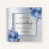 Gastboek bruiloft zilverblauw-zeebrasem notitieboek (Voorkant)