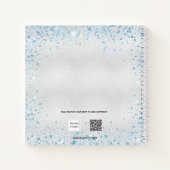 Gastboek bruiloft zilverblauwe glitter notitieboek (Achterkant)