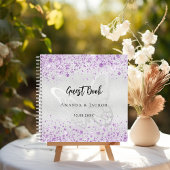 Gastboek bruiloft zilveren lavendel vlinder notitieboek