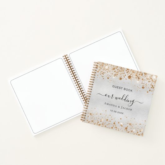 Gastboek bruiloft zilvergoudnaam notitieboek (Binnen)