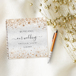 Gastboek bruiloft zilvergoudnaam notitieboek