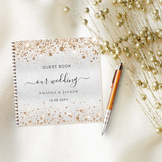 Gastboek bruiloft zilvergoudnaam notitieboek