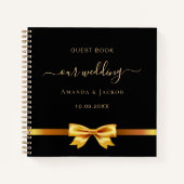 Gastboek bruiloft zwart goud boog notitieboek (Voorkant)