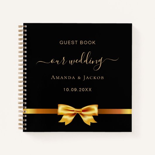 Gastboek bruiloft zwart goud boog notitieboek (Voorkant)