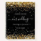 Gastboek bruiloft zwart goud confetti notitieboek (Voorkant)