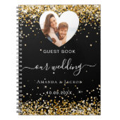Gastboek bruiloft zwart goud foto hart budget notitieboek (Voorkant)