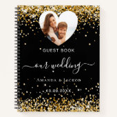 Gastboek bruiloft zwart goud foto hart notitieboek (Voorkant)