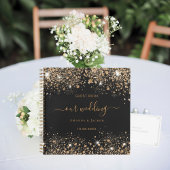 Gastboek bruiloft zwart goud glitter monogram notitieboek