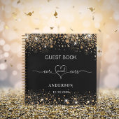 Gastboek bruiloft zwart goud glitter mrs hart notitieboek