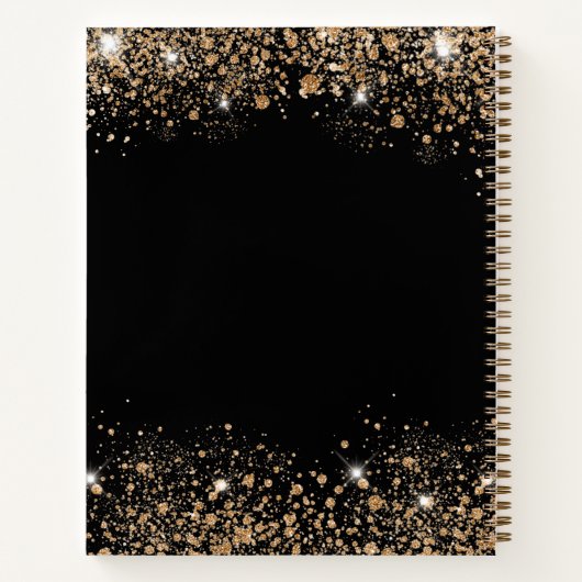 Gastboek bruiloft zwart goud glitter notitieboek (Achterkant)