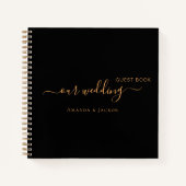 Gastboek bruiloft zwart goud naam notitieboek (Voorkant)