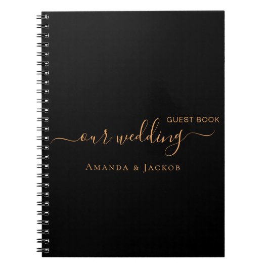 Gastboek bruiloft zwart goud naam notitieboek (Voorkant)