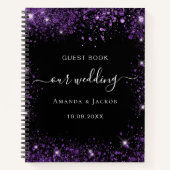 Gastboek bruiloft zwart paarse notitieboek (Voorkant)