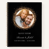 Gastboek bruiloft zwart roos gouden foto notitieboek (Voorkant)