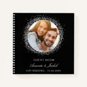 Gastboek bruiloft zwart zilver foto notitieboek (Voorkant)