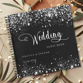 Gastboek bruiloft zwarte zilveren namen notitieboek