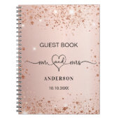 Gastboek bruiloftsblush roos goudglitter mrs notitieboek (Voorkant)