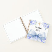 Gastboek Doop blauwe boog bloemen jongen Notitieboek (Binnen)