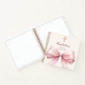 Gastboek Doop blush roze strik crème Notitieboek (Binnen)