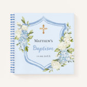 Gastboek doopsel blauwe bloemen jongen notitieboek (Voorkant)