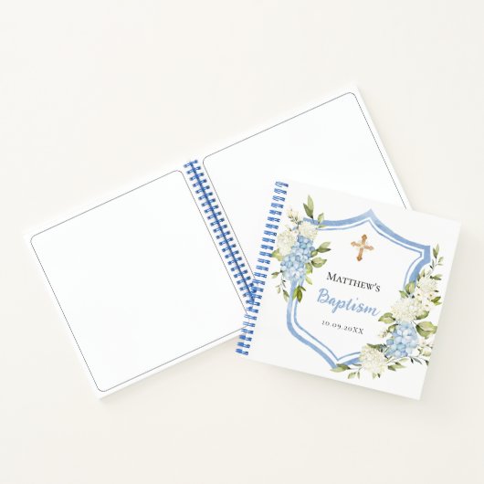 Gastboek doopsel blauwe bloemen jongen notitieboek (Binnen)