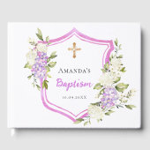 Gastboek doopsel roze paarse bloemen meisje gastenboek (Voorkant)