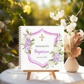 Gastboek doopsel roze paarse bloemen meisje notitieboek