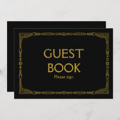 "Gastboek" Gold Art Deco Style Weddenschap Kaart (Voorkant / Achterkant)