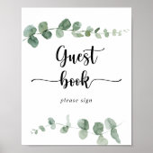 Gastboek Groene fijne eucalyptusbordjes Poster (Voorkant)