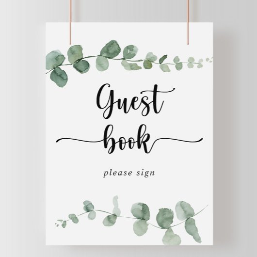 Gastboek Groene fijne eucalyptusbordjes Poster