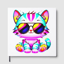 Gastboek..."Groovy Neon Cat Wall Art - Levendig