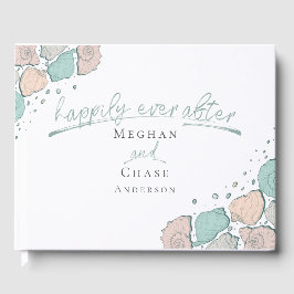 Gastboek Happy Ever After Seashells Coral Blauwgro Gastenboek