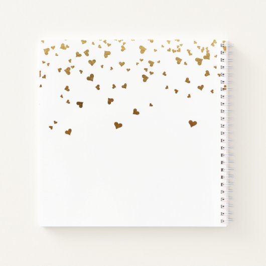 Gastboek herdenking foto witte gouden harten notitieboek (Achterkant)