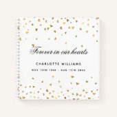 Gastboek herdenking witte gouden harten notitieboek (Voorkant)