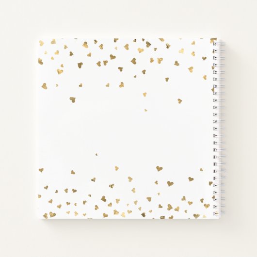 Gastboek herdenking witte gouden harten notitieboek (Achterkant)