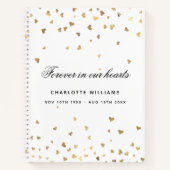 Gastboek herdenking witte gouden harten notitieboek (Voorkant)